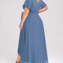 Talisea Womens Plus Size Long Dress Chiffon High Low Split Ruffle Evening Bridesmaid Wedding Guest Formal Maxi Dresses, 18 W