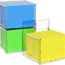 MUKAI File Organizer Box with Lid, Collapsible File Folder Organizer with Slide, Hanging File Folder Box, for Office Document Storage with Desktop organizer (3) (Standard (3 Count))