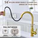 Tohlar Gold Kitchen Faucet with Pull Down Sprayer, Gold Kitchen Sink Faucet for 1 or 3 Hole, Modern Stainless Steel Sink Faucet with Deck Plate for Farmhouse Laundry Rv, Brushed Gold