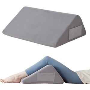 Ruqmuis Knee Pillow for Back Sleeping, 8 Knee Wedge Pillow to Elevate Knee, Leg Pillow for Back Pain Relief, Triangle Pillow, Leg Elevation Pillows for After Surgery, Blood Circulation, Velvet