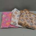 1 Pack 3 Blankets Super Soft Fluffy Premium Fleece Pet Blanket Flannel Throw for Dog Puppy Cat Paw Brown/Pink/White Small(23x16 inch)