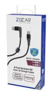 ZGEAR® 8 Foot Braided 90° Sync & Charge Cable