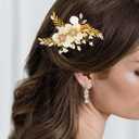 JAKAWIN Gold Hair Clip Gold Flower Wedding Hair Piece Crystal Bridal Hair Accessories for Women