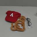 Yolyoo 5 Pieces Chipmunks Costumes Set Include 1 Red hat, 3 Chipmunk Ears Headband and 1 Black Round Glasses Frame for Halloween Party Animal Costume Accessories