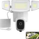 iMaihom 2K Floodlight Camera with Plug-in Power Cable, 3000LM Security Outdoor Cam with Motion-Activated, Color Night Vision, 2-Way Audio, Siren, 24/7 Recording, IP65, 5G/2.4G WiFi, Works with Alexa