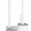Toilet Brush and Plunger Set with Holder, 3-in-1 Bathroom Cleaning Kit, Heavy Duty Toilet Plunger, 360° Deep Cleaning Toilet Brush with Ventilated Drip Tray, Under Rim & Gap Brush