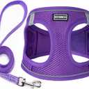 Dog Harness with Leash Set, No Pull Adjustable Reflective Step-in Puppy Pet Vest Harnesses for Small Medium Large Dogs and Cats,Purple L
