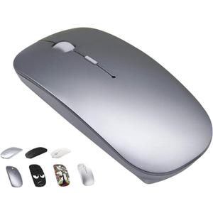 Bluetooth Wireless Mouse for MacBook Air Mac Pro Laptop Computer iPad Pad PC Laser Optical Rechargeable Mini Slim Silent Mouse Widely Used Desktop Hp iMac (Gray) 