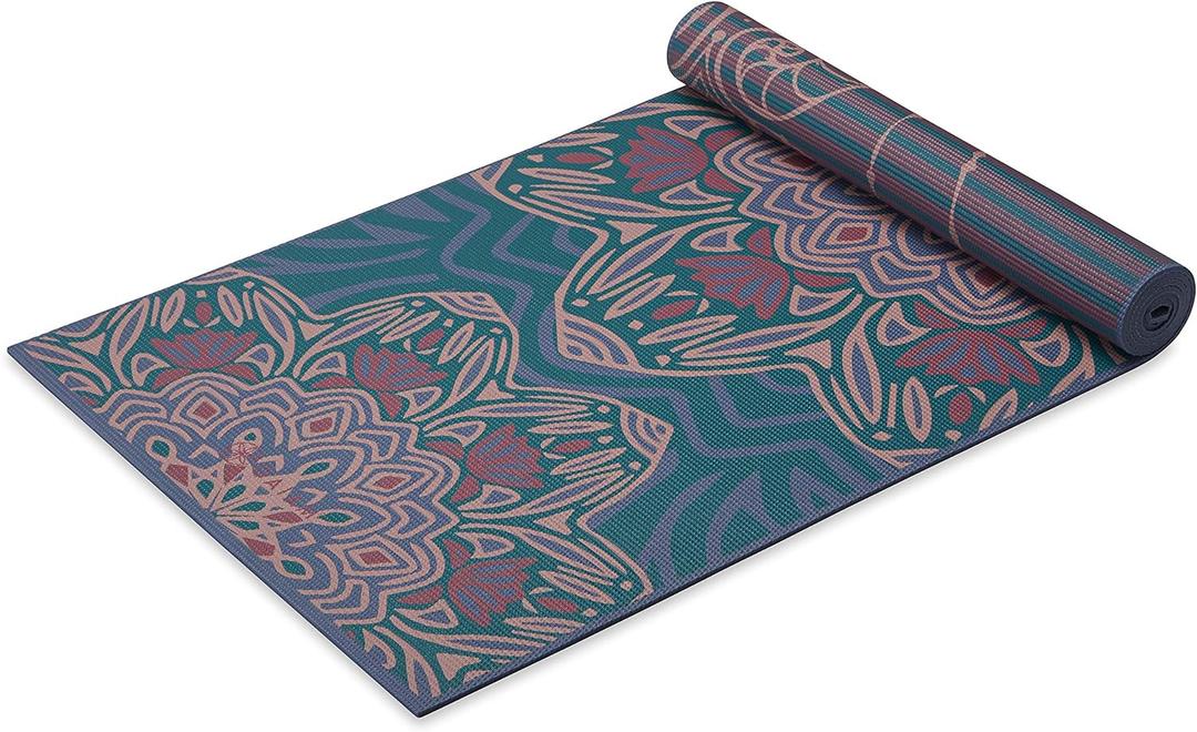 Gaiam Yoga Mat - Premium 6mm Print Reversible Extra Thick Non Slip Exercise & Fitness Mat for All Types of Yoga, Pilates & Floor Workouts (68" x 24" x 6mm Thick) (Jade Salutation)