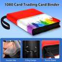 1080 Pocket Trading Card Binder Card Binder 9 Pocket with 60 Removable Sleeves Toploader Binder 3-Ring Zip Card Collection Binder Album for Sports Baseball Card and TCG MTG Cards of Gifts (Colorful)
