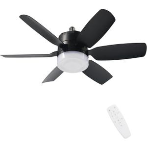 20.5'' Socket Fan Light with Memory Function, 5 Fan Speeds with Adjustable Light for Bedroom, Kitchen, Living Room, 8 Hours Timer, Black (Remote Need Paired Before Use)