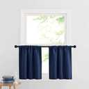 RYB HOME Cafe Blackout Curtains 24 inch Length, RV Curtains for Camper Windows, Mini Short Small Insulating Light UV Heat Blocking Privacy Half Window Tiers, Width 29 by Length 24, Navy Blue, 2 Panels
