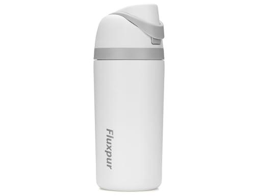 Fluxpur Insulated Water Bottle Sports Stainless Steel Water Bottle with Straw Travel Leakproof,19 Oz,White 10 no straw