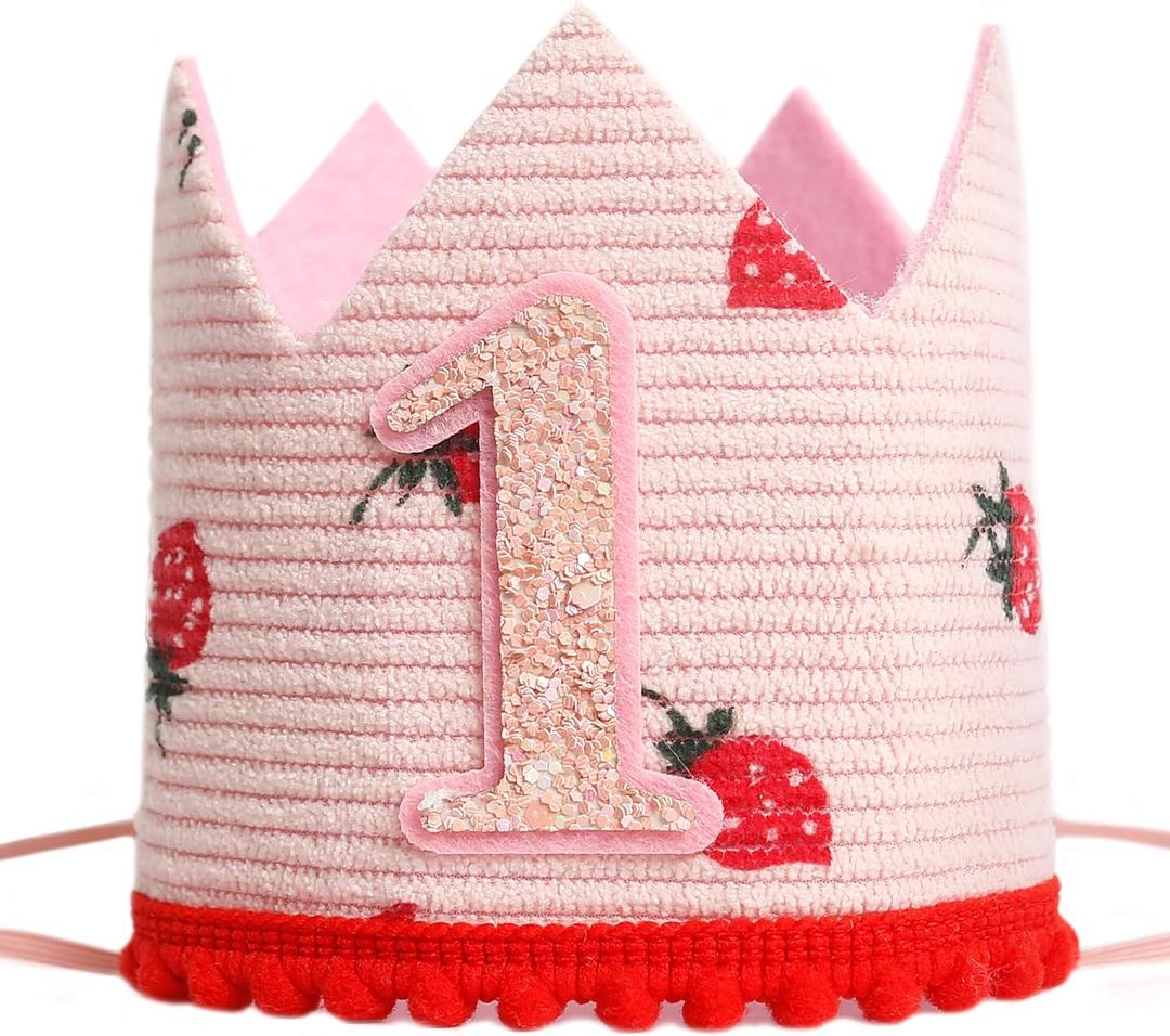 KOJIN 1 St Birthday Crown Hat For Boy - Blue First Birthday Hat,Natural Boho One Year Of Decorations
