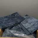 EVERGRACE Velvet Quilt Set King Size, Luxurious Soft Striped Channel Bedding Set, Lightweight Velvet Comforter for All Season, Oversized Bedspread Coverlet with 2 Matching Shams, Stormy Blue