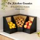 Jolitac Wood Pantry Storage Bins, Potato and Onion Storage Bin for Pantry and Kitchen Counter Multipurpose Organization Containers for Produce, Fruits, Vegetable, Set 3 Pieces