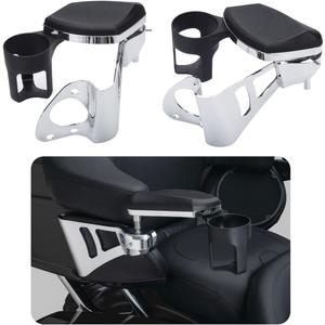 Rear Adjustable Passenger Armrests with Cup Holder Fit for 2014-2023 Harley Touring Electra Glides Road Glide Ultra and Tri Glide
