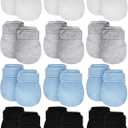 Newcotte 12 Pairs Adjustable Preemie Baby Mittens No Scratch Newborn Cotton Breathable Gloves Warm Mitts for Boys Kids (Fresh Colors)