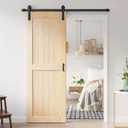 30x84 inch Sliding Barn Wood Door Slab with 5ft Hardware Kit, Requires Simple DIY Assembly
