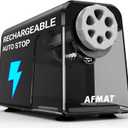 AFMAT 6-Hole Electric Pencil Sharpener for Classroom, Cordless & Rechargeable, Heavy Duty Pencil Sharpeners for 6-11mm Colored Pencils, Auto Stop, Super Fast, 10,000+ Sharpenings, Battery Powered PSD1