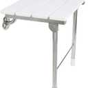 Folding Shower Seat Wall Mounted Bathroom Bathtub Safety Stool Chair, Solid Wood, with Support Legs, Load of 350 lbs, 14.88"(L)*12"(W)*17.12"(H) (WPC)