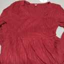 ANRABESS Women's Long Lantern Sleeve Ribbed Knit Dresses V Neck Casual 2026 Fall Winter Flowy Swing Tunic Sweater Short Dress, Burgundy, Small