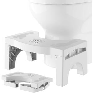 Foldable Toilet Stool for Adults, Non-Slip Bathroom Squatting Stool Portable Poop Stool Squat for Adult Kids Seniors, Toilet Assistance Potty Foot Step Stool, No Installation Required, White