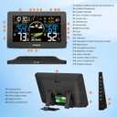 Weather Station Wireless Indoor Outdoor, Digital Thermometer with Remote Sensor, 7.5'' HD VA Display Home Weather Stations, Accurate Temperature Humidity Gauge with Weather Forecast, Atomic Clock (Black)