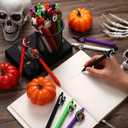 24 Pcs Halloween Pens Funny Pumpkin Skull Heads Ghost Bat Shape Pens Bulk Retractable Black Ink Halloween Birthday Party Gifts for Kids Students Office Supplies School Stationery