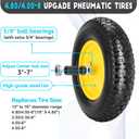 16" 4.80/4.00-8" Flat-Free Solid Wheelbarrow Wheel and Tire, 3"-7"Centered Hub with 5/8"&3/4" Bearings for Wheelbarrows Utility Cart Lawn Dollies