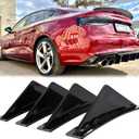 4pcs Rear Bumper Lip Rear Diffuser Defuzer Universal Car Shark Fins Curved Spoiler Lip Wing Splitter - Gloss Black