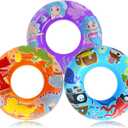 3-Pack Kids Pool Floats with Dinosaur/Pirate/Mermaid Design  Pool Toys for Toddler, 27.5 Inflatable Swim Rings, Inner Tube for Floating Age 3-8Premium Floaties & Water Toys for Summer Beach Party