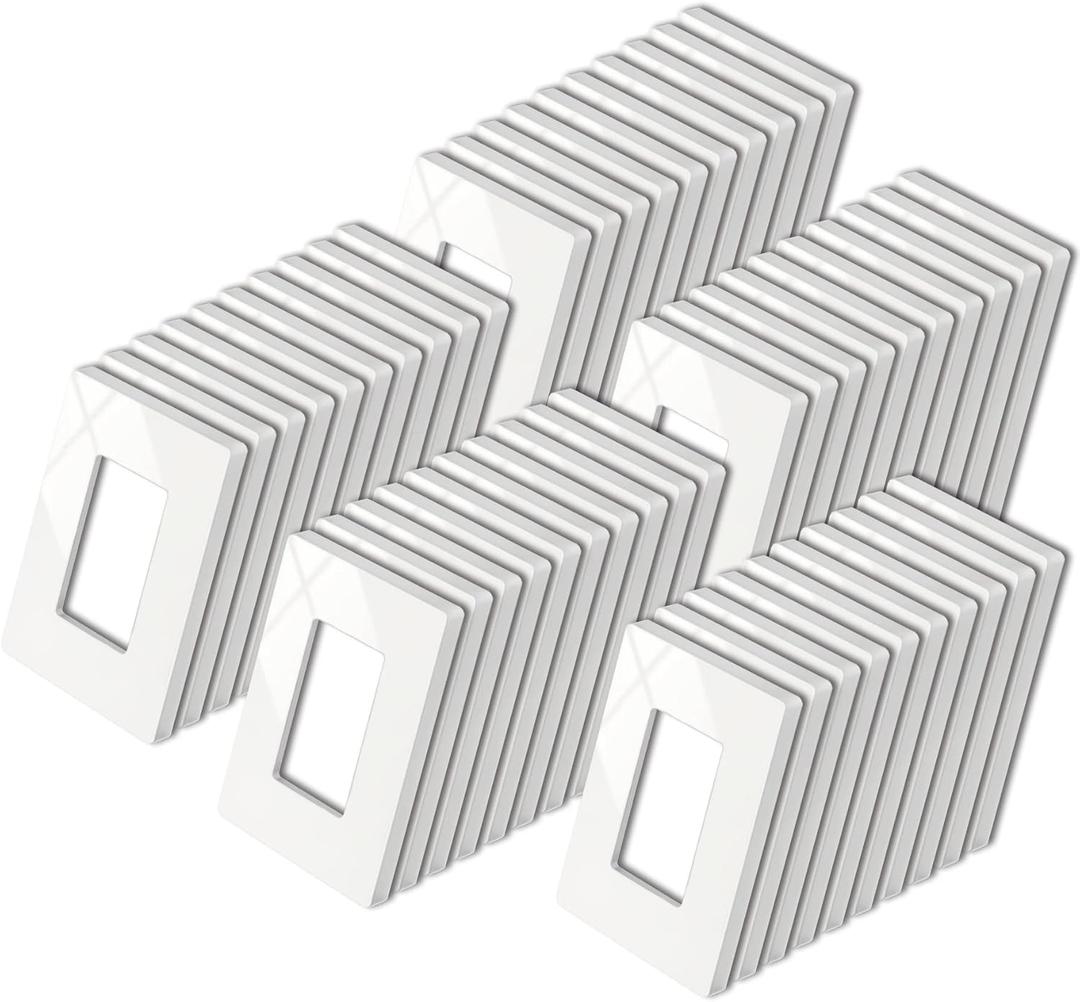 50 Pack BESTTEN 1 Gang Screwless Wall Plate, USWP4 Glossy Off White, Decorator Outlet Cover, Light Switch Face Plate, Decorative Receptacle Wallplate, H4.69 x W2.91