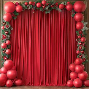 Red Backdrop Curtain for Parties Soft Fabric Drapes Wedding Red Curtain Backdrop for Birthday Party Decorations Background for Photography 5x10ft, 2 Panels