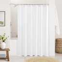 White Linen Shower Curtain for Bathroom Water Repellent 72x78 Inches | Extra Long Shower Curtains, Simple Elegant Modern Farmhouse Country, Bath Shower Curtain Set with Hooks, Textured Fabric