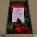 BLEUM CADE 50 Pcs Red Roses Artificial Flowers, Real Touch Velvet Roses Fake Flowers Bulk, Artificial Roses Bouquet with Long Stems Bridal DIY Wedding Party Centerpiece Decorations