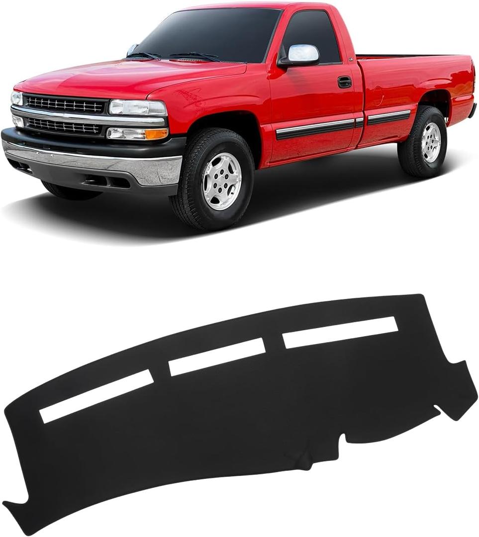 FIILINES Dash Cover for 1999-2006 GMC Sierra/Chevrolet Silverado, 2000-2006 GMC Yukon XL/Chevy Suburban Tahoe Avalanche, Upgraded Breathable Dashboard Cover Mesh Dash Mat Black