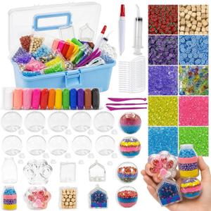 DIY Squishy Making Kit -14 TPR Skin,Stress Ball Making kit with Storage Box | Skins include (Stress Ball,Milk bottle,Ice Cube,Cat Paw),Make Your own Squishy,Crunchy Stress Ball For stuff for girls 10-12