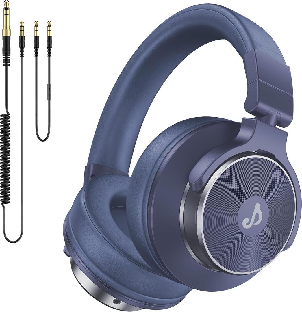 Wired Over Ear Headphones, Studio Monitor & Mixing DJ Headphones with 50mm Neodymium Drivers and 1/4 to 3.5mm Jack for Guitar Podcast AMP Piano Keyboard (Dark Blue)