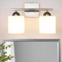 QHANTOMIZE 2 Light Brushed Nickel Vanity Lights for Bathroom, Modern Bathroom Light Fixtures Over Mirror, Vanity Light with Milky White Glass Shades, Farmhouse Wall Lights, E26 Socket