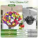 Realistic Artificial Hanging Flowers for Outdoors with Basket, 1 Set Large Size UV Resistant Artificial Outdoor Flowers, Full Faux Outdoor Flowers Fake Hanging Flowers for Porch, Front Door, Garden