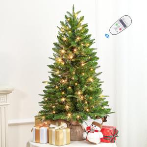 2 ft Small Mini Prelit Artificial Christmas Tree with Color LED Lights, Remote Control and Timer, Perfect PE+PVC Little Tabletop Christmas Tree for Table Top Decor, Home,Wedding, Dining Desk, 2 Foot
