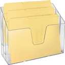 Acrimet Horizontal Triple File Folder Holder Organizer (Manila Folders Letter Size Included) (Clear Crystal Color)