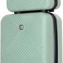 2 Piece Carry on Luggage Set, Airline Approved 20 Inch Luggage with Cosmetic Case HardShell Suitcase with Spinner Wheels, Lightweight Durable Hardside Suitcases Set, Olive Green