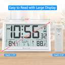 Atomic Clock Wall with Indoor/Outdoor Temp, Battery Operated Digital Wall Clock with 10.5" Large LCD Display, 330ft Range Desk Table Clock with Alarm, DST, Calendar for Living Room Bedroom, White