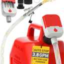 Fuel Transfer Pump with Auto-Stop, 3.8 GPM Battery or USB Powered Cordless Gas Pump, Portable Electric Pump for Gas Can with 51" Hose & 4 Adapters for Gasoline, Diesel, OilSpill-Free Refueling