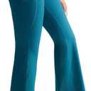 RUNNING GIRL Womens Ribbed V Crossover High Waist Yoga Pants Flare Leggings for Women with Side Pockets (S)