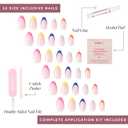 Glamnetic Press On Nails - Sprinkles | Rainbow French Tip Fake Nails, UV Finish Short Pointed Almond Shape, Salon Quality Semi-Transparent Nails in 12 Sizes - 24 Nail Kit with Glue