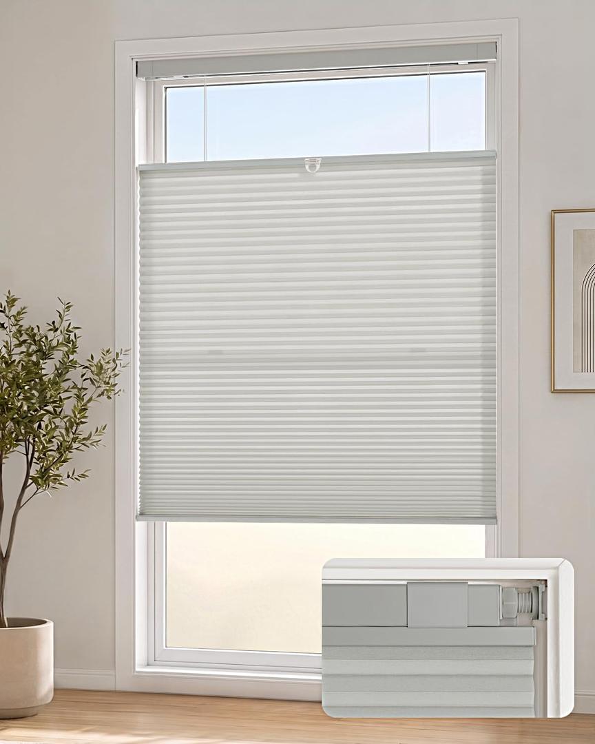 Lazblinds TDBU Cellular Shades, 34.5" W X 48" H, Dove Grey