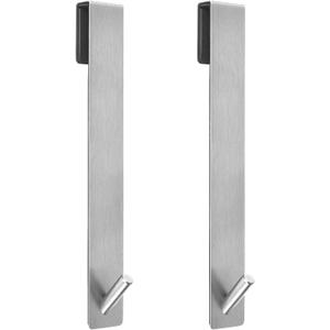 Shower Door Hooks(10 Inch),Extended Over Door Hooks for Bathroom Frameless Glass Shower Door,Stainless Steel Towel Hooks,Heavy Duty Rack Hooks for Robe,Towel-2 Pack-Silver